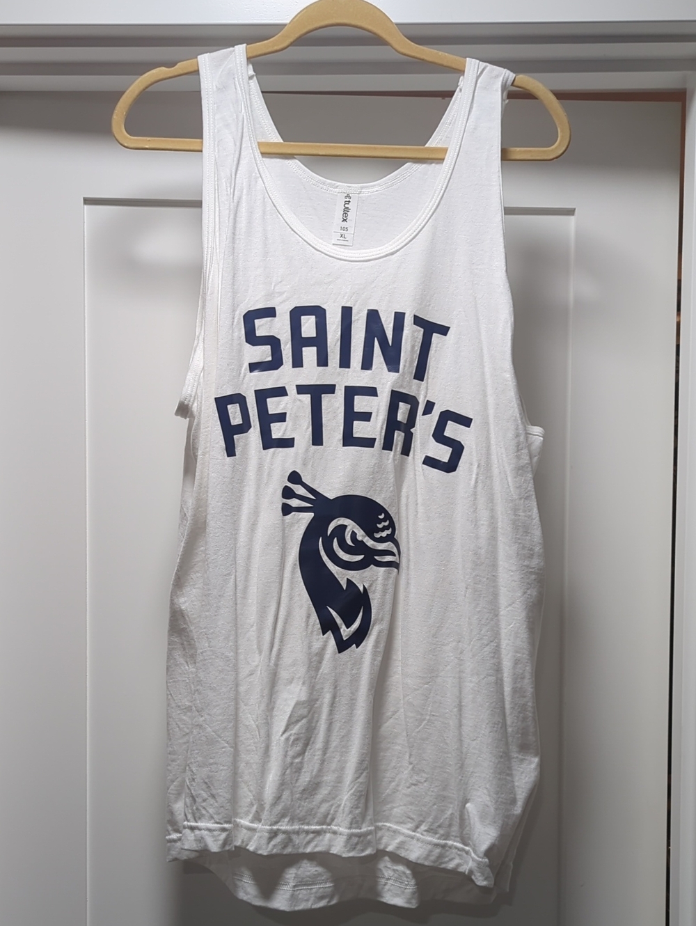 Tultex White Tank Top with Navy Saint Peter's Graphic